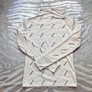 White Long Sleeve Balanced Logo Shirt